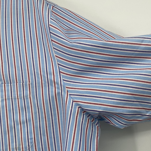 Daniel Cremieux Men’s Button Down Red Blue White Stripe Short Sleeve Shirt XL - Picture 4 of 13